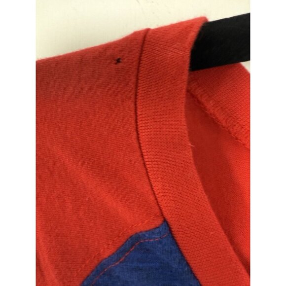 Majestic NBA Philadelphia 76ers Women’s Scalloped Red And Blue Shirt Sz Large - Picture 9 of 9